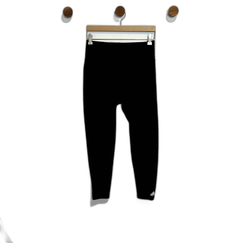 Adidas Womens Athletic Leggings Size Large Black Solid Casual Lounge Stretchy - Picture 14 of 14